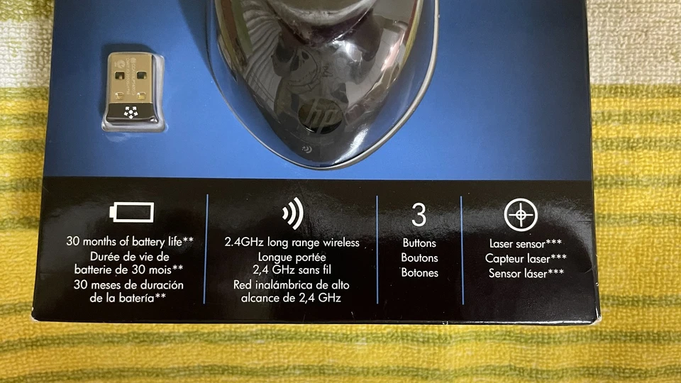 Souris sans fil Wireless Mouse HP X4000 2,4Ghz USB Dongle - New/Sealed - Photo 2/4