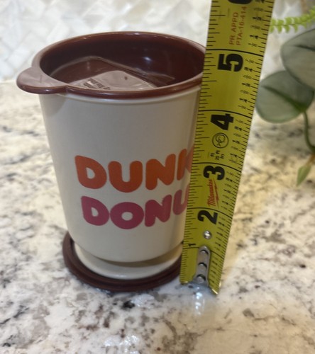 Vintage Dunkin' Donut Plastic Travel Coffee Mug Cup w Lid/Unused Sticky Base - Picture 12 of 14