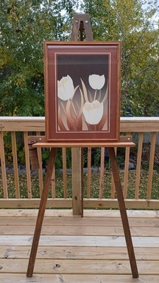 Vintage 1980s Signed David Allgood Embossed Serigraph Titled Tulips EUC