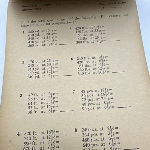 Rare! Lennes-Test and Practice Sheets In Arithmetic-Grade Six-Laidlaw -127 DG - Picture 10 of 15