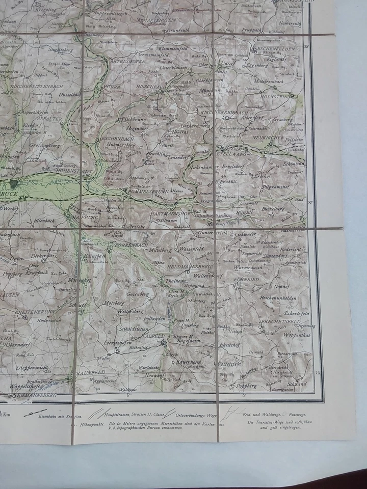 Antigo mapa de viagem do escritório topográfico real da Baviera região de Pegnitz muito bom. - Imagem 2 de 4