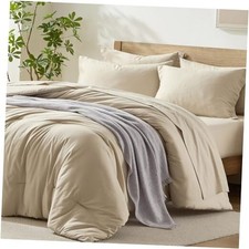 Queen Comforter Set with Sheets, 7 Piece Comforter Set Queen Queen/Full Beige
