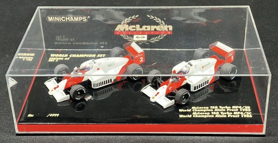 Minichamps 1/43 Campeón del Mundo Alain Prost 1985+1986 McLaren MP4/2B +2C Foto 4 de 4