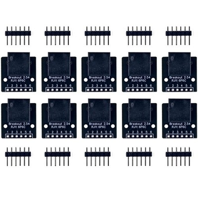 10 Pack RJ11 6P6C Breakout Board Module With Straight Pin Header Connector Kit