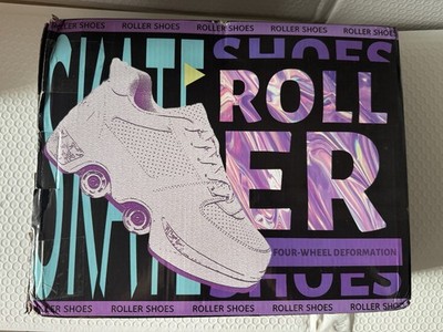 roller skate shoes Women s 8.5  White Silver High Sole Ev Rubber Wheels