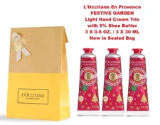 3 PC L'Occitane En Provence FESTIVE GARDEN Light Hand Cream Trio 3 X 0.60 OZ New