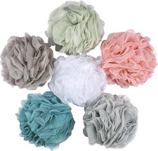 6 Pcs Shower Pouf 60G Bath Loofah Shower Sponge Loofahs Exfoliating Mesh Puff Bo