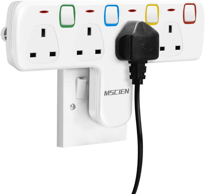 Mscien Stecker Verlängerungssteckdose, Mehrfachsteckeradapter 4-fach mit Einzelschaltern