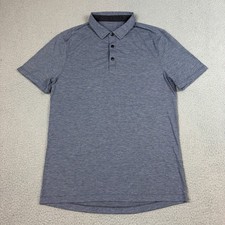Lululemon Polo Shirt Mens Small Blue Gray Golf Performance Short Sleeve Stretch