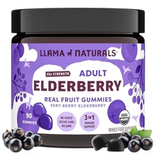 Llama Naturals Real Fruit Sambucus Elderberry Gummies 
