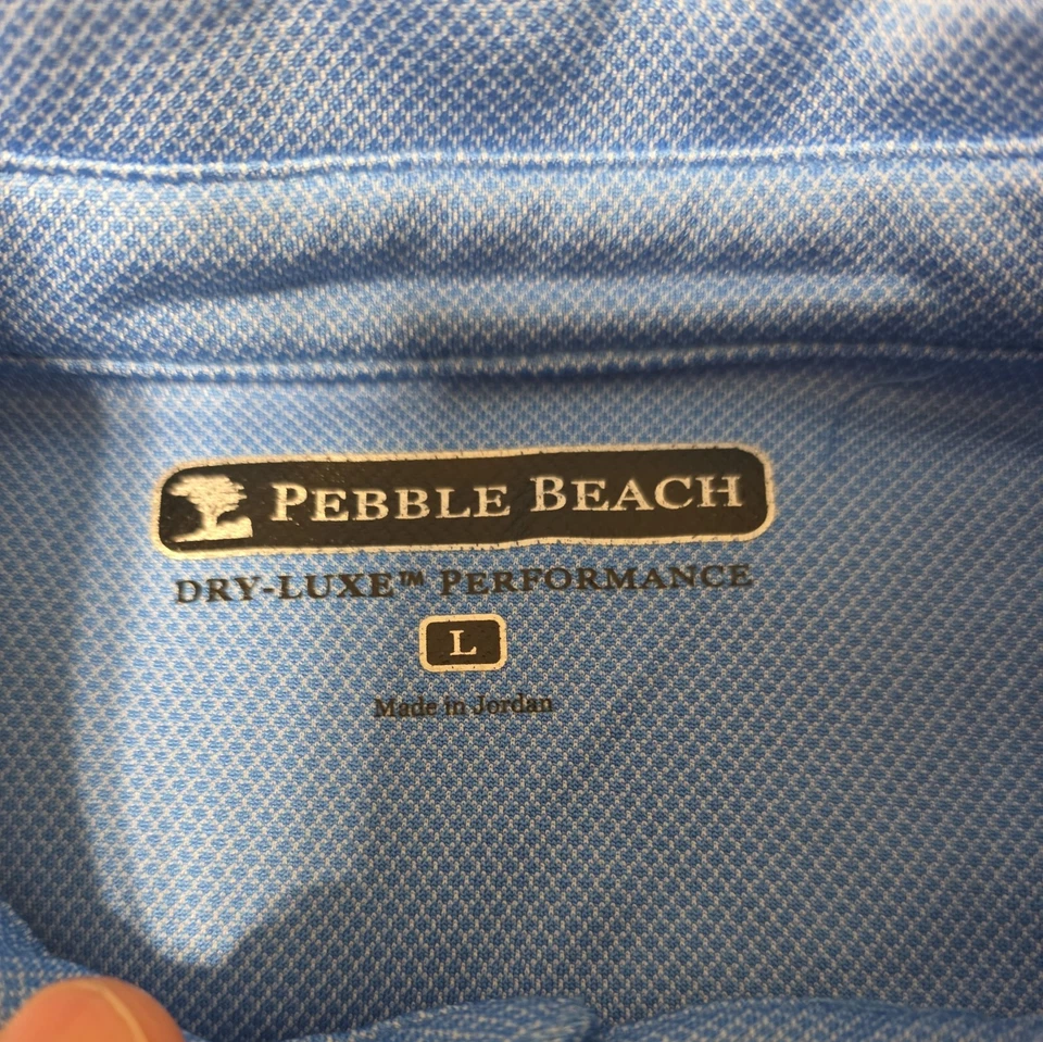 Pebble Beach DRY-LUXE Performance Golf Polo Shirt Men's L  Light Blue  - Image 2 of 3