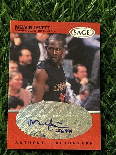 1999 Sage Auto Red /999 Melvin Levett #A31 Detroit Pistons Cincinnati Bearcats