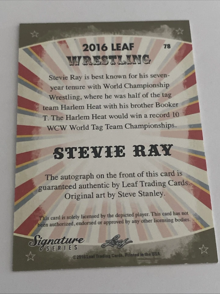 2016 Leaf Signature Series Wrestling Stevie Ray Green Auto #6/15 - Image 3 of 3