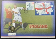 GB 2002 FOOTBALL WORLD CUP ENGLAND £1.00 COIN Cover Limited Edition No 19075