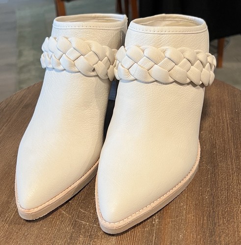 NWOT Dolce Vita Braided Suede Heeled Mules Serla Ivory Leather 9.5 Women's - Picture 2 of 13