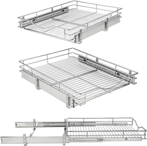 Adjustable 1-Tier Slide-Out Organizer - Chrome Finish for Kitchen & Bathroom - Picture 10 of 11