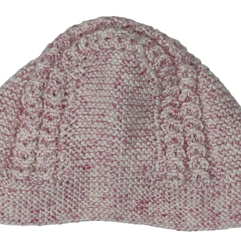 Sweetly Knit Baby Bonnet Hat Handmade Newborn To 3 Month In Soft Pink Warm - Picture 3 of 5