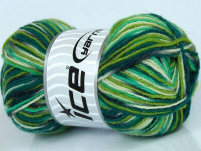 8-Skein Lot SockenWolle Yarn superwash superfine 8x50g/210m Green Grey Cream