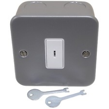 Emergency Light Test Key Metal Clad Light Switch 1 Gang 2 Way 10A Double Pole