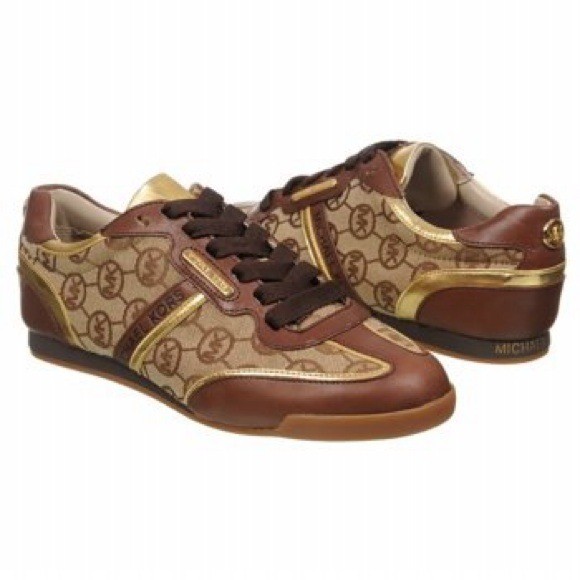 Michael KORS MK GOLD LOGO TRAINER MOCHA MONOGRAM ICONIC