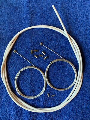 Bowdenzug Set Bremse Hülle Bremszug Endhülsen Endkappen vorne u. hinten weiß