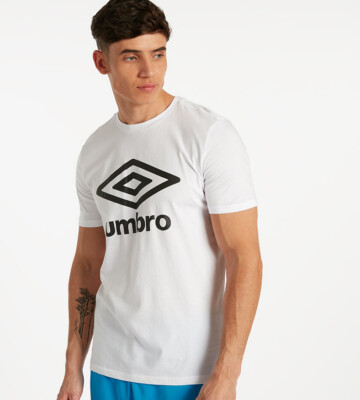 Umbro Big Logo Classic Men's Retro Soccer Tee T-Shirt White NEW L
