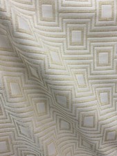 IVORY GEOMETRIC CHENILLE UPHOLSTERY BROCADE FABRIC 54 in. Sold By The Yard