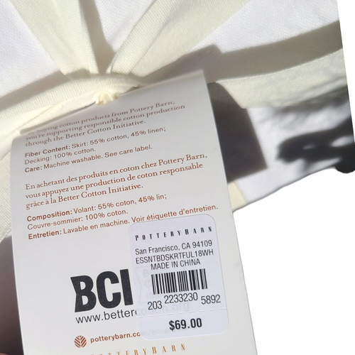 NEW Pottery Barn Essentials Linen Cotton Bed Skirt Full 18" DROP - Picture 6 of 7