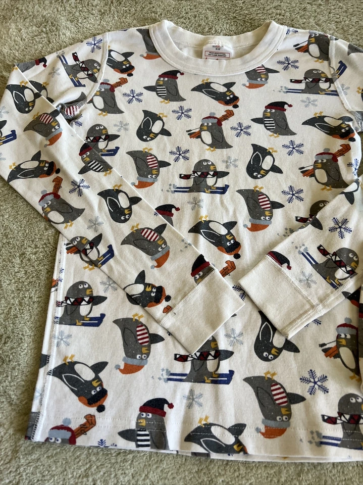 Hanna Andersson Niños Blanco Gris Pingüinos Trineo Esquís Manga Larga Pijama 12 150 cm Foto 2 de 4