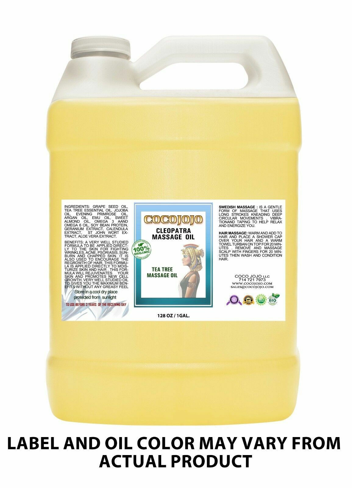 128 oz 1 Gallon Natural Therapy Tea Tree Oil in 100 Natural JoJoba Oil