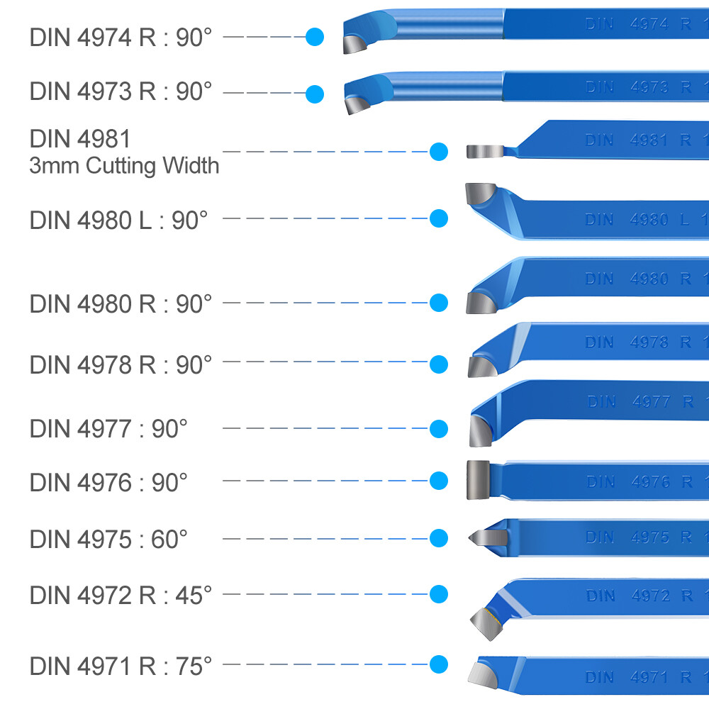 Lathe Chisel 8 10 12mm Turning Steel Lathe Turning Cutting Tool DIN 497