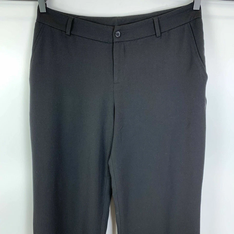 Pantalón de vestir Monroe And Main negro frente plano curvilíneo bolsillos con solapa elástico para mujer 12 Foto 2 de 4
