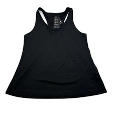 ID Ideology Pleated-Back Relaxed Tank Top Womens Medium Deep Black Active Solid