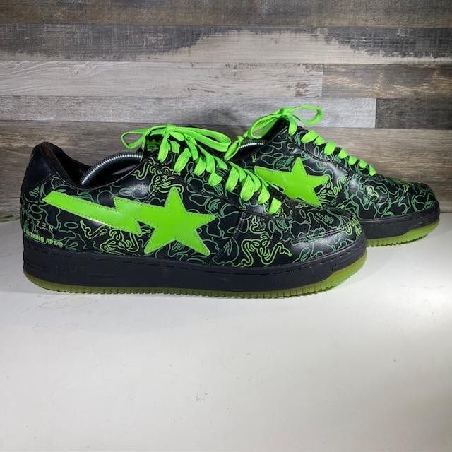 Authentic Bape Bapesta Razer X Neon Green Black Mens Size 12 Authentic Bape Bapesta Razer X Neon Green Black Mens Size 12
