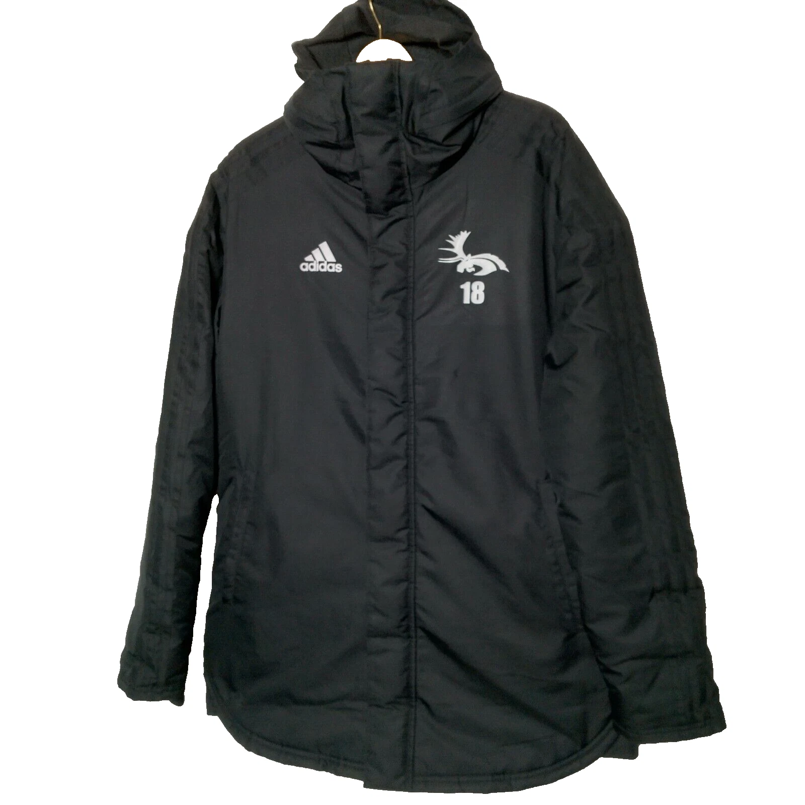 Adidas Garneau Stadium Jacket Uomo Medium Nero Cappotto Coach Parka Alce 18 Calcio