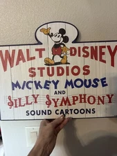 Walt Disney Studios Mickey Mouse & Silly Symphony Wood Plank Sign