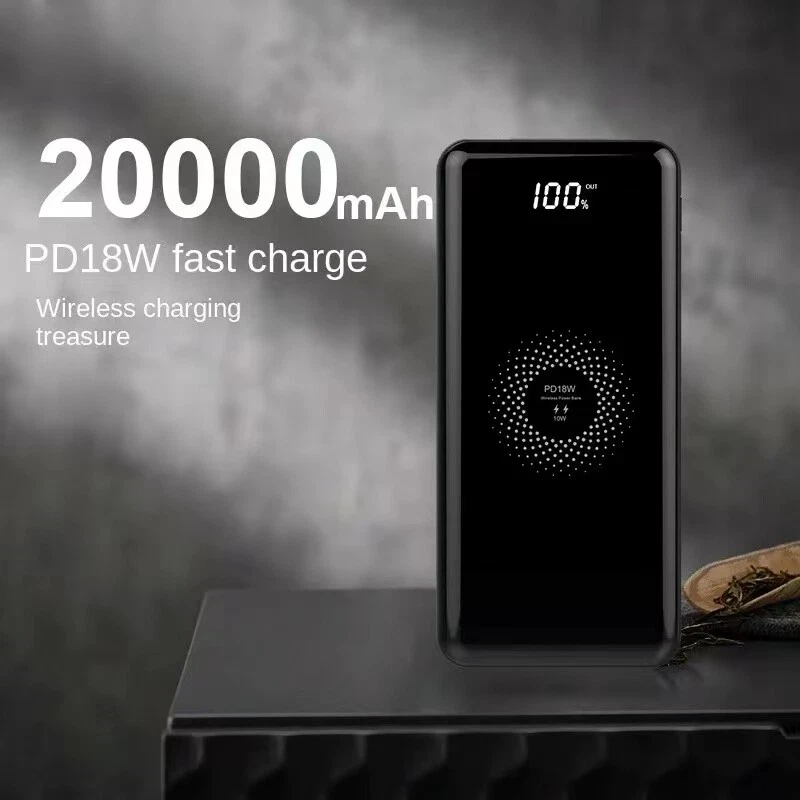 20000mAh Wireless Power Bank Backup Fast Portable Charger External Battery 2USB - Image 2 of 4