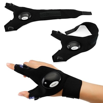 Paar Handschuhe mit Licht für dunkle Orte LED-Taschenlampe Fingerlose Universal