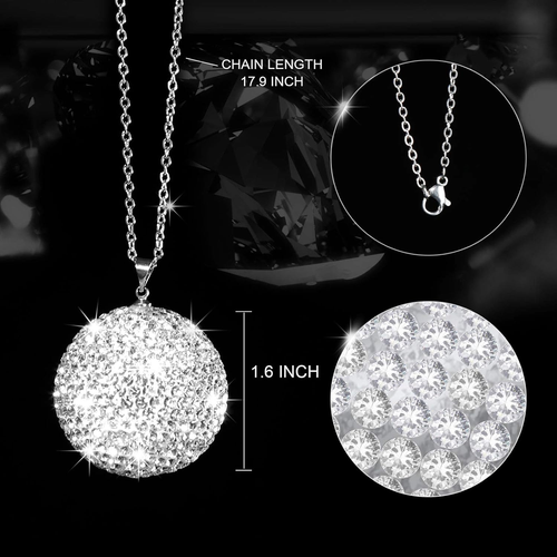 Bling Crystal Ball Car Rear View Mirror, Rhinestone Home Decor Ornament, Crystal - Picture 4 of 12