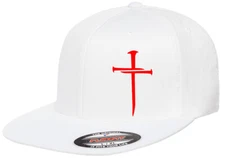 THREE CRUCIFIXION NAIL CROSS  GOD RELIGION FLEXFIT HAT  *FREE SHIPPING in BOX*