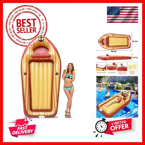 Giant Pool Float Inflatable Boat with Cooler 2 Drink Holders, Pool Party Toys...