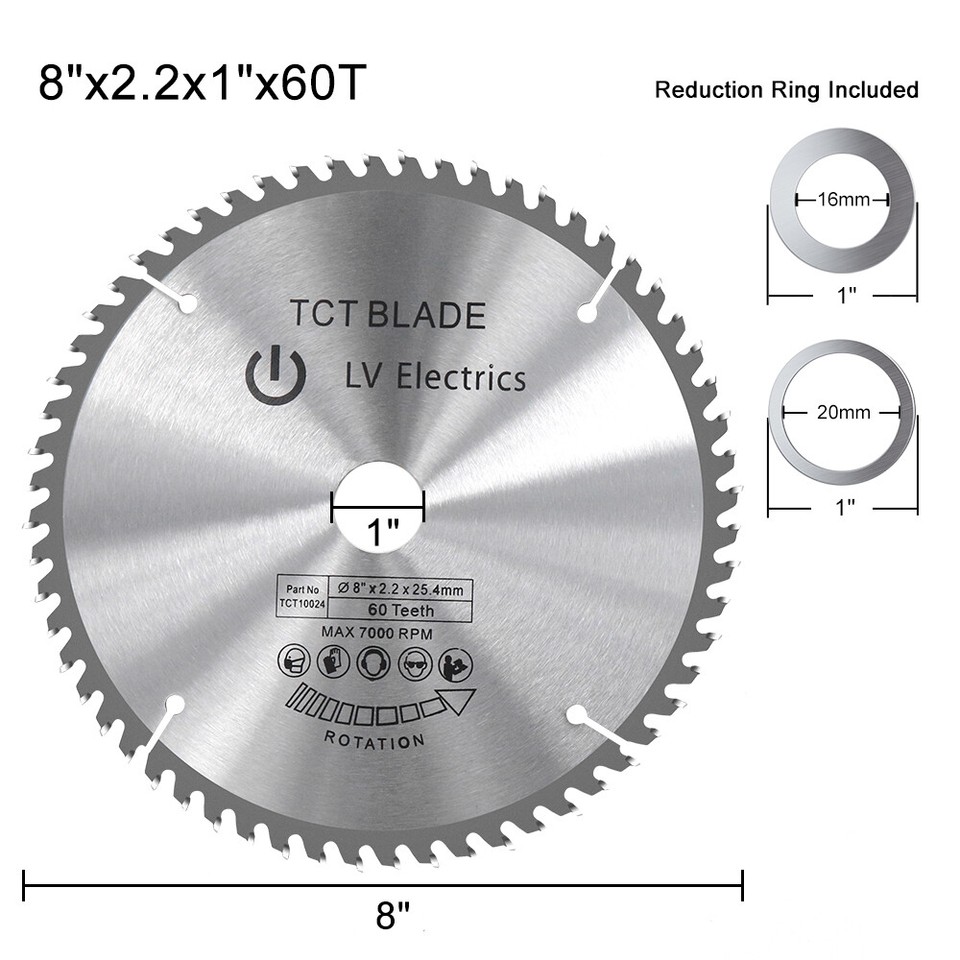 8 inch Circular Saw Blade for Wood Cutting with 1inch 5/8-Inch Arbor ...