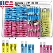 100/220x Waterproof Heat Shrink Spade Wire Connectors Electrical Crimp Terminals