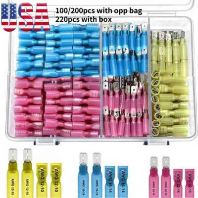 #ad #ad 100 220x Waterproof Heat Shrink Spade Wire Connectors Electrical Crimp Terminals $12.34
