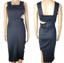 Topshop Sexy Bodycon Cut-Out Wide Strap Little Black Dress Size 4 NEW