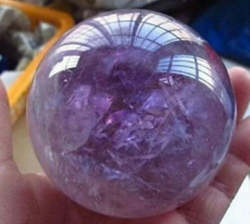 RARE 100% Natural AMETHYST QUARTZ CRYSTAL SPHERE BALL 75MM + STAND - Picture 1 of 5