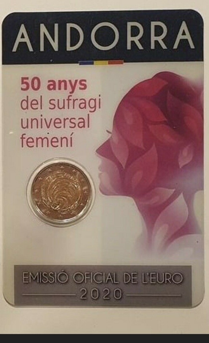 Carte Monnaie Andorra 2€ Euro 2020 Vote Femmes Suffrage Universel 50y 2 Dames