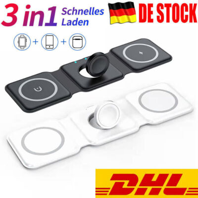 3in1 Wireless Ladegerät Charger Ladestation Für Apple Watch S9 iPhone 15 Pro 14