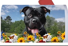 American Pit Bull Terrier Summer Flowers Mail Box Cover