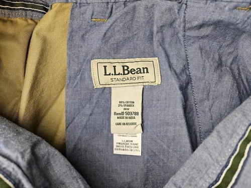 LL Bean Standard Fit Chino Shorts Brown 34w Inseam 9" 503788 Cotton Spandex - Picture 4 of 4